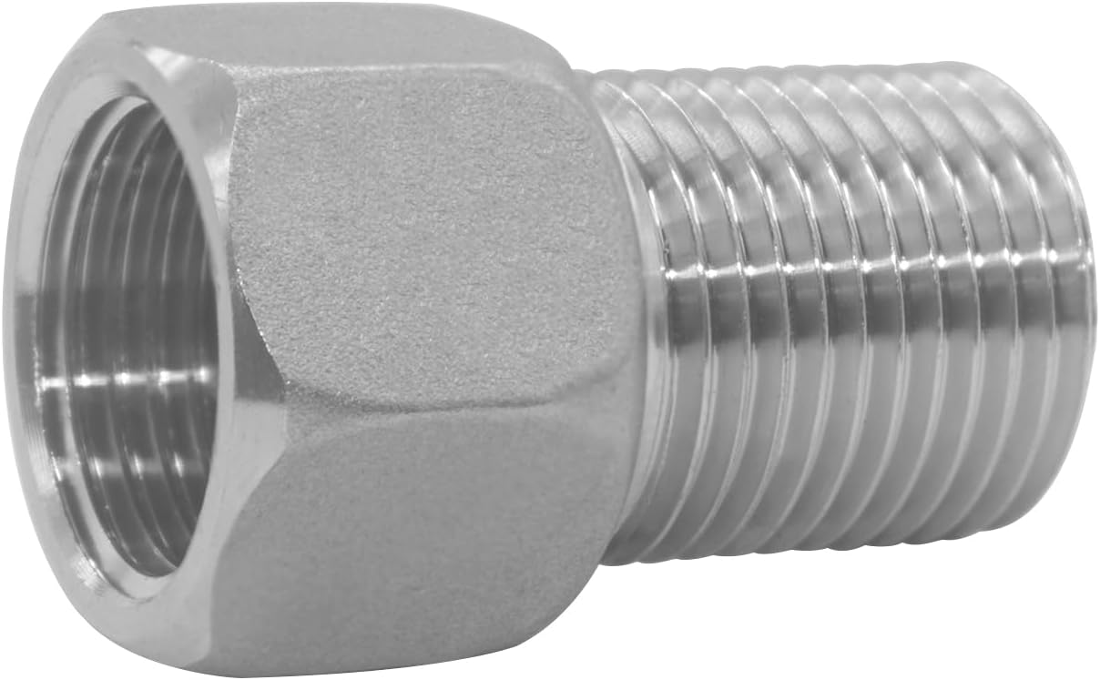 1/2" Female to 1/2" Male Extension Pipe Nipple Connector, Stainless Steel Pipe Longer Fitting Adapter 1.57" Length (40 mm)