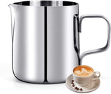 Milk Frothing Pitcher, 6.8oz/200ml Stainless Steel Milk Frother Cup, Small Steaming Pitcher for Espresso Machine, Latte Art Pour Cup