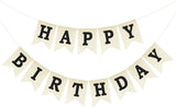 Happy Birthday Banner - NO DIY Black Burlap Happy Birthday Banner Sign Happy Birthdays Party Decoration Happy Birthdays Banners Bunting for Women Men Girl Boy Celebration Party Backdrops