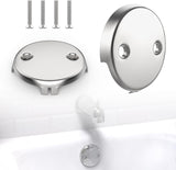 2Pcs 2-Hole Bathtub Overflow Face Plate | Universal Zinc Alloy Tub Overflow Drain Cover with Screws | Chrome Finish