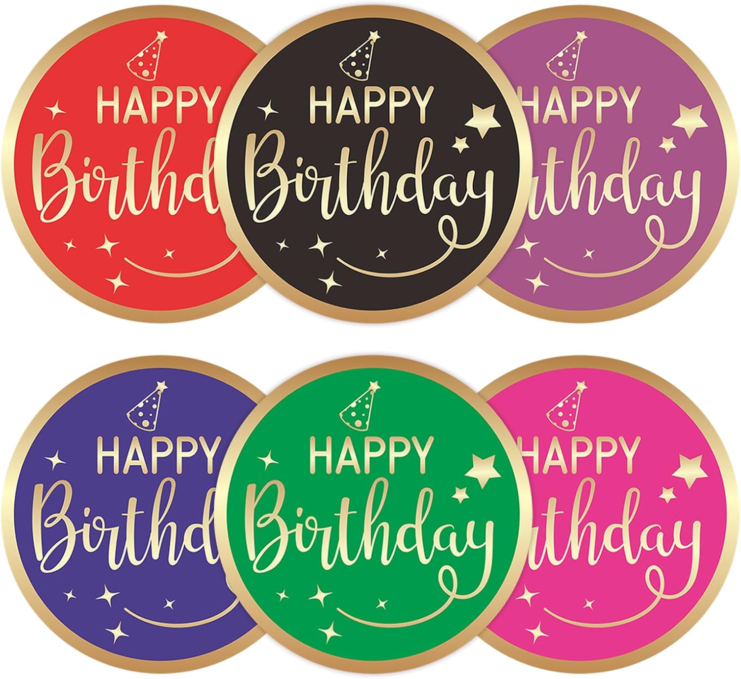 Happy Birthday Stickers for Kid - 120Pcs 2In Happy Birthday Stickers for Adult Personalized Gold Foil Stamping Birthday Sticker Self Adhesive Birthday Seal Label Sticker for Card Envelope Gift