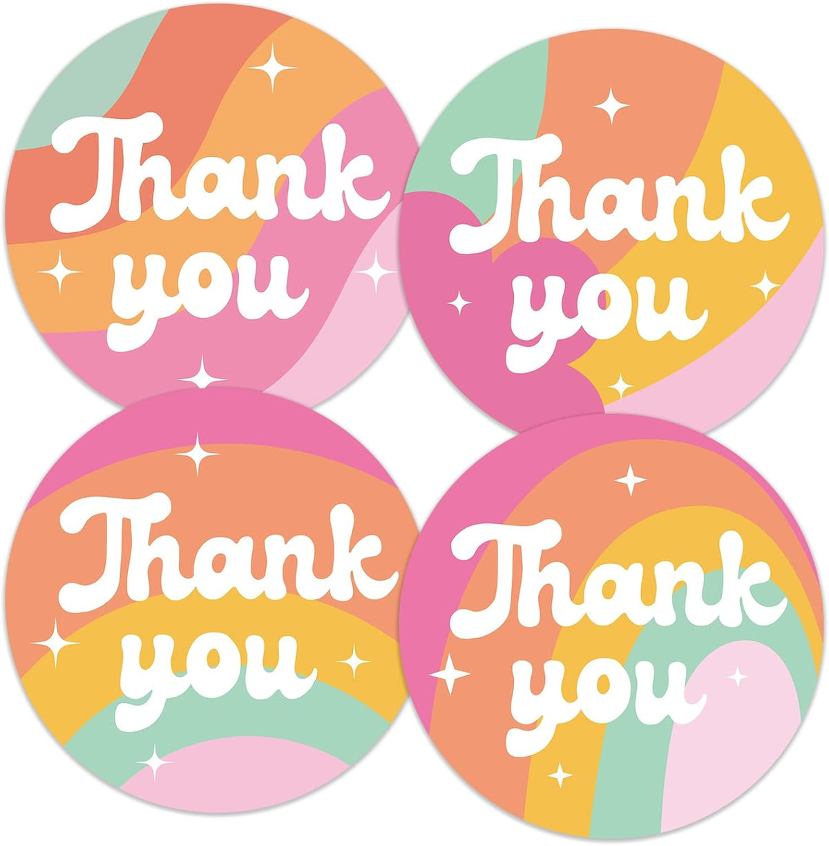 Thank You Stickers - Rainbow Star Thank You Stickers for Small Business 480Pcs 1.5In Thank You Sticker for Packaging Self Adhesive Thank You Party Favor Seal Label Sticker for Card(4 Design)