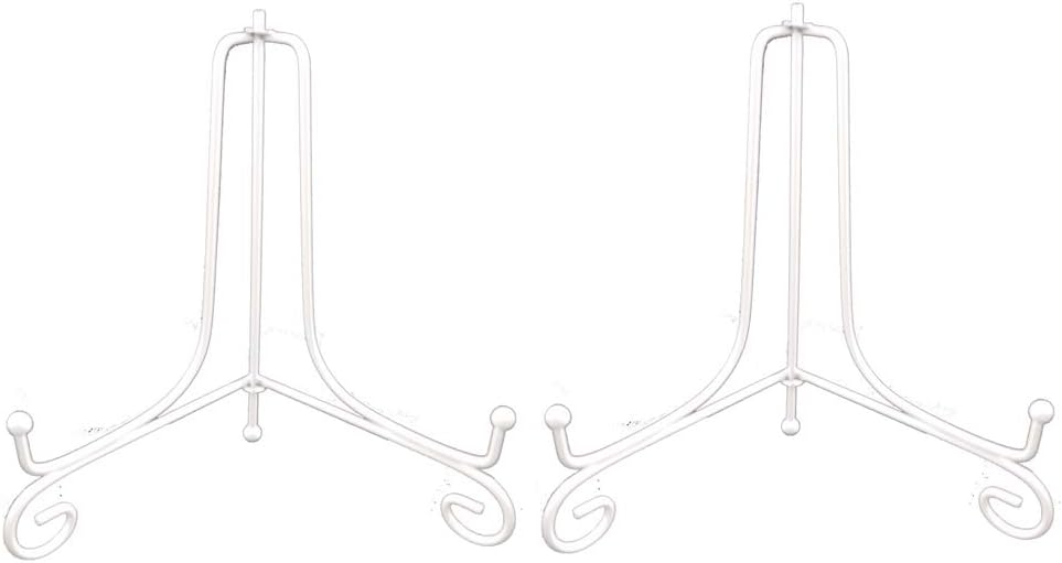 Two white iron plate stands shown from the front.