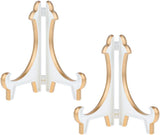 2 Pack 5inch White Gold Thicken Acrylic Easels Display Stand Plate Stand Holder display Pictures Frame ,Decorative Plates, and Artworks