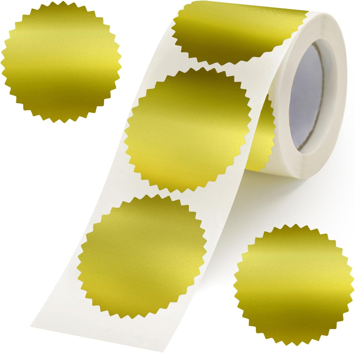 Embossing Stickers 300Pcs 2'' Gold Foil Seals Stickers for Certificates Self Adhesive Envelope Seal Label Sticker with Serrated Edge Blank Embosser Stamp Sticker for Book Invitation Notary Seal