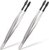 2 Pieces Rubber Tipped Tweezers PVC Rubber Coated Soft Non Marring Flat Tip Lab Industrial Hobby Craft Tweezers Tools Jewelry Coin Stamp Tongs(Black)