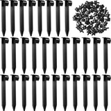 30 Pack 1/2 Inch Irrigation Tubing Hold Down Anchor Stakes, 0.87 x 4.33 Inch Drip Tubing Stakes with 50 Pcs 1/4" Adjustable Irrigation Drippers Sprinklers for Garden Patio Lawn Hoses(Black)
