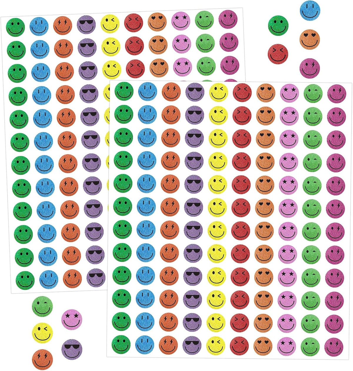 6000Pcs Smiley Face Stickers - 3/8'' Holographic Happy Face Stickers Cute Reward Sticker for Kids Classroom Self Adhesive Positive Incentive Sticker for Teacher Calendar One Happy Dude Birthday