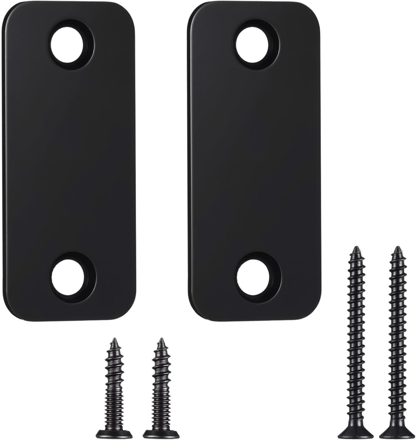 2 Set Door Hole Cover Plate 1" x 2-1/4" Stainless Steel Door Strike Filler Plate Latch Filler, Increase Home Security on Entry (Black)