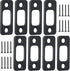 8 Pcs 1" x 2-1/4" Door Deadbolt Strike Plate Carbon Steel Round Corner Door Backplate Heavy Duty Strike Plate with 16 Pcs Screws for Home Office Residential Use, Matte Black