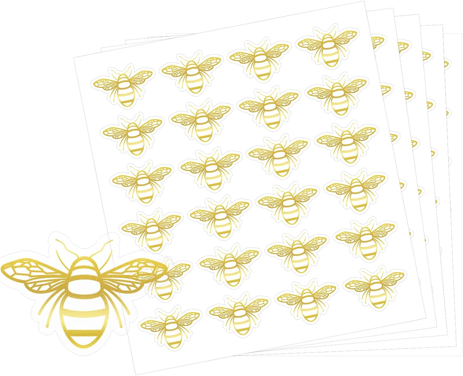 480Pcs Bee Stickers - Gold Foil Envelope Seal Label Sticker Queen Bee Decals Stickers Self Adhesive Clear Bee Spring Summer Stickers for Gift Card Craft Baby Shower Birthday Party Favors