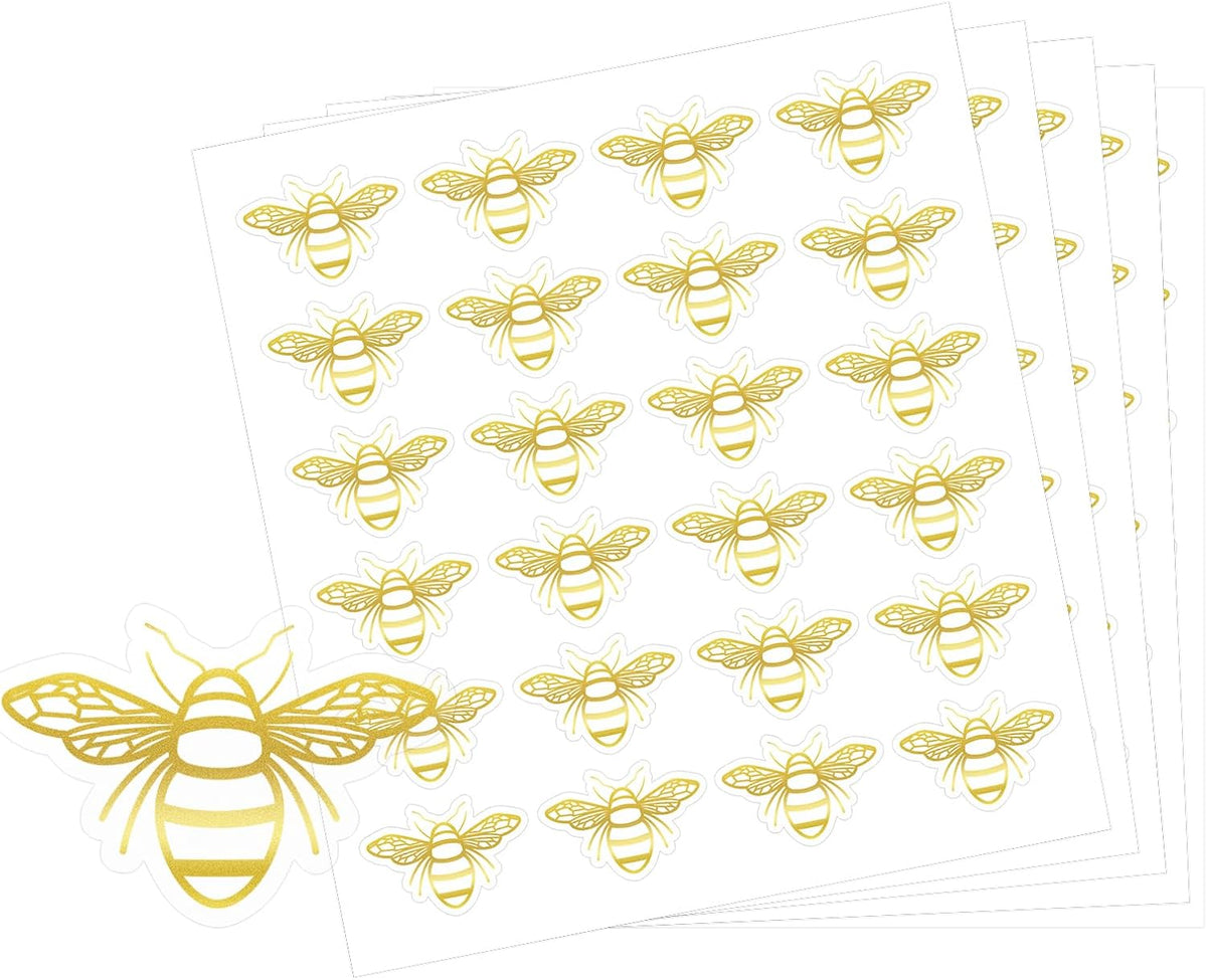 480Pcs Bee Stickers - Gold Foil Envelope Seal Label Sticker Queen Bee Decals Stickers Self Adhesive Clear Bee Spring Summer Stickers for Gift Card Craft Baby Shower Birthday Party Favors