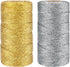 Gold Silver Twine String - 656Ft 1.5MM Christmas Twine String Metallic Gold and Silver Glitter Bakers Twines Strings for Crafts Ornament Gift Wrapping Christmas Holiday Home Decoration