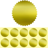 Embossing Stickers,200Pcs 2'' Gold Foil Seals Stickers for Certificates,Self-Adhesive Envelope Seal Label Sticker with Serrated Edge,Blank Embosser Stamp Sticker for Book Invitation Notary Seal