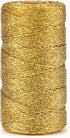 328 Feet Gold String Twine - 1.5mm Metallic Ornament Thread Gift Wrapping - Inelastic Macrame Glitter Gold Cord for Gift Wrapping, DIY Crafts, Bracelets