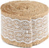 Natural Jute Burlap Ribbon Roll - 2.4Inch x 5.5Yards Rustic White Lace Burlap Ribbon Trim Tape for DIY Crafts, Bottle Decor, Wreath