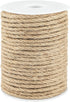 Jute Rope 1/4 Inch, 100 Feet Natural Twine, Strong Hemp, Brown Thick 6mm Heavy Duty for Crafts, Cat Scratching Post, Gardening, Bundling, Climbing Plants