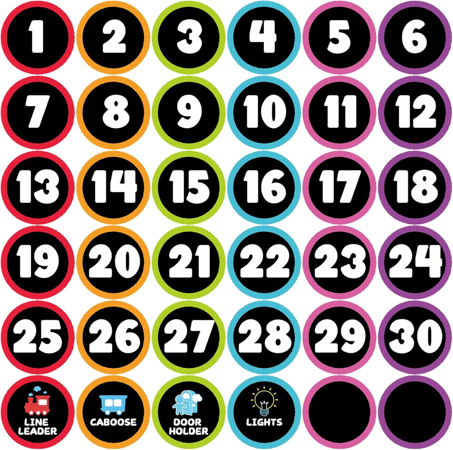 Line up Spots for Classroom Floor 36Pcs 4'' Number Stickers for Classroom Vinyl Line Up Floor Dot Sticker Floors Spots Markers Decal for Back to School Decor Kindergarten Preschool(Black&Color)
