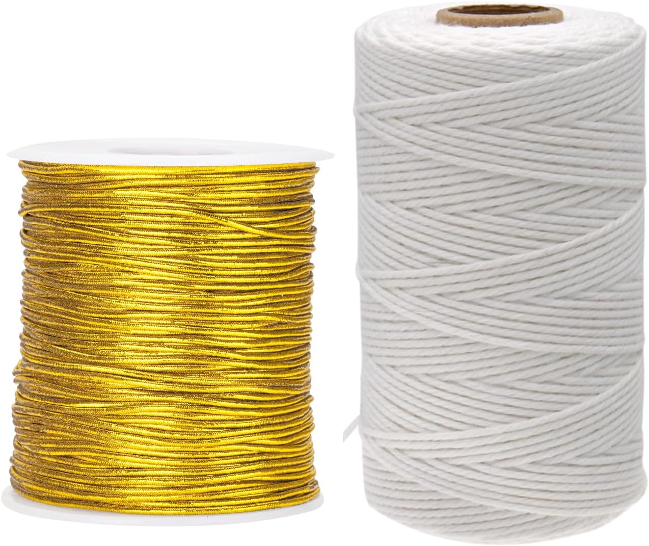 White Twine String and Gold Elastic Cord