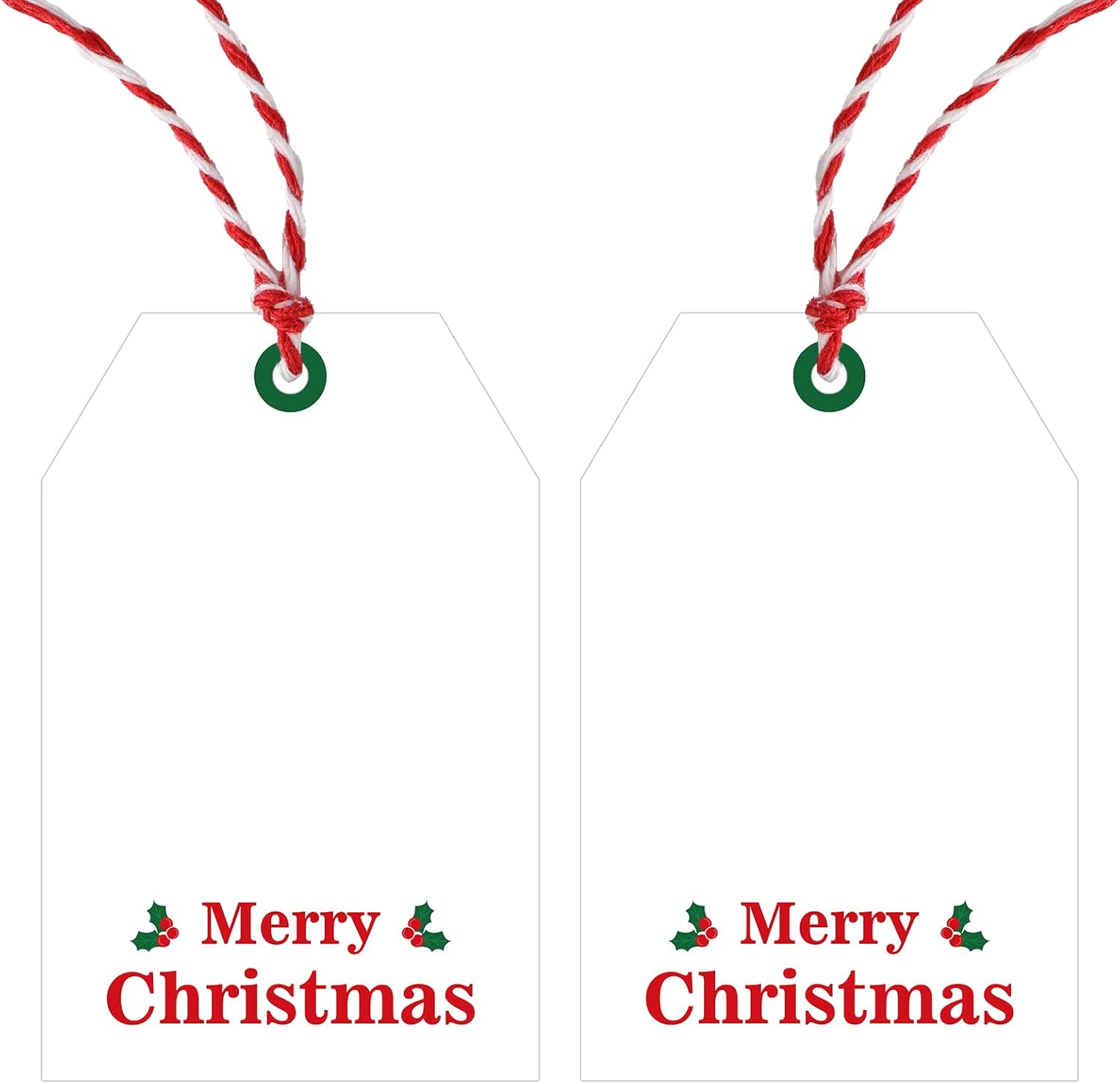 Christmas Gift Tags with String - 50Pcs Holly Merry Christmas Tags for Gifts Xmas Gift Tag Happy Holidays Hang Paper Label Tag for Present Wrapping Treat Goodie Bag Holiday Party Favor Decor