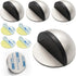 Drill-Free Floor Mounted Door Stoppers 3M Adhesive Self Adhesive Door Stoppers with Black Rubber Bumper Tips Floor Mount Half Dome Door Stopper for Office Bedroom Living Room Shower Room (Silver-4Pcs)
