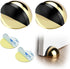 Drill-Free Floor Mounted Door Stoppers 3M Adhesive Self Adhesive Door Stoppers with Black Rubber Bumper Tips Floor Mount Half Dome Door Stopper for Office Bedroom Living Room Shower Room (Gold-2Pcs)