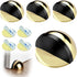Drill-Free Floor Mounted Door Stoppers 3M Adhesive Self Adhesive Door Stoppers with Black Rubber Bumper Tips Floor Mount Half Dome Door Stopper for Office Bedroom Living Room Shower Room (Gold-4Pcs)