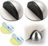 Drill-Free Floor Mounted Door Stoppers 3M Adhesive Self Adhesive Door Stoppers with Black Rubber Bumper Tips Floor Mount Half Dome Door Stopper for Office Bedroom Living Room Shower Room (Silver-2Pcs)