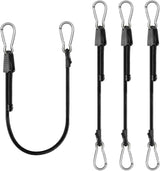 4 Pack 40 Inch Adjustable Carabiner Bungee Cords with Hooks Easy to Adjust from 35" to 60" Black Extra Strong Elastic Rope Outdoor Heavy Duty Bungee Straps for Camping Tarps Bike Rack Tent