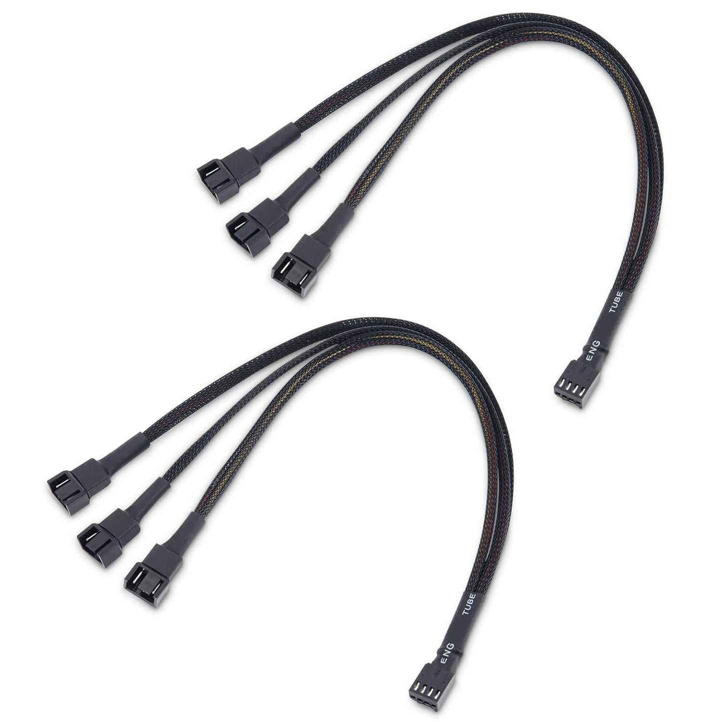 2-Pack 3 Way 4 Pin PWM Fan Splitter Cable - 12 Inches / 30cm, 1x PWM-Controlled with 2 Follower, PC Fan Splitter 1 to 3 Converter