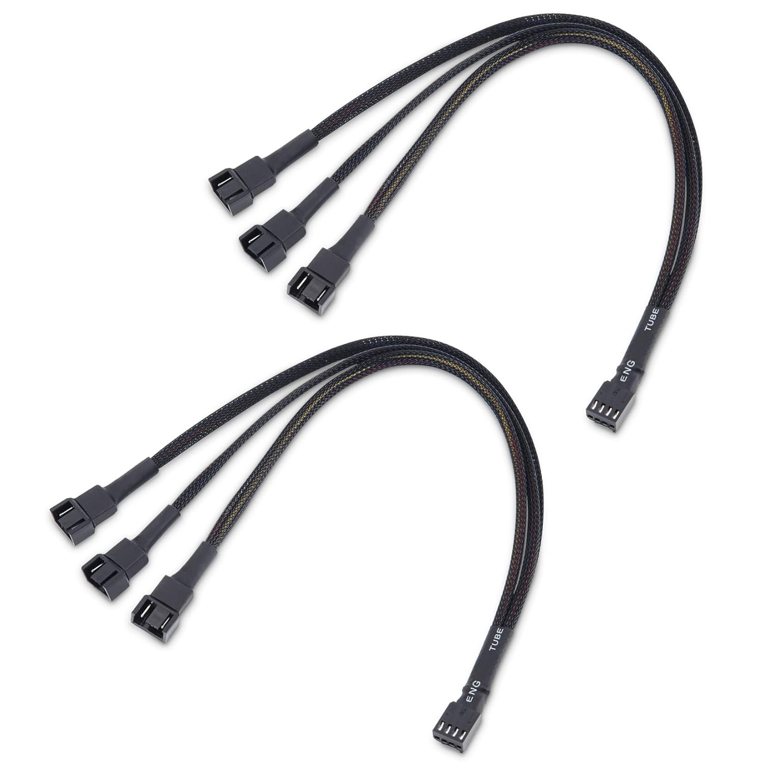 2-Pack 3 Way 4 Pin PWM Fan Splitter Cable - 12 Inches / 30cm, 1x PWM-Controlled with 2 Follower, PC Fan Splitter 1 to 3 Converter