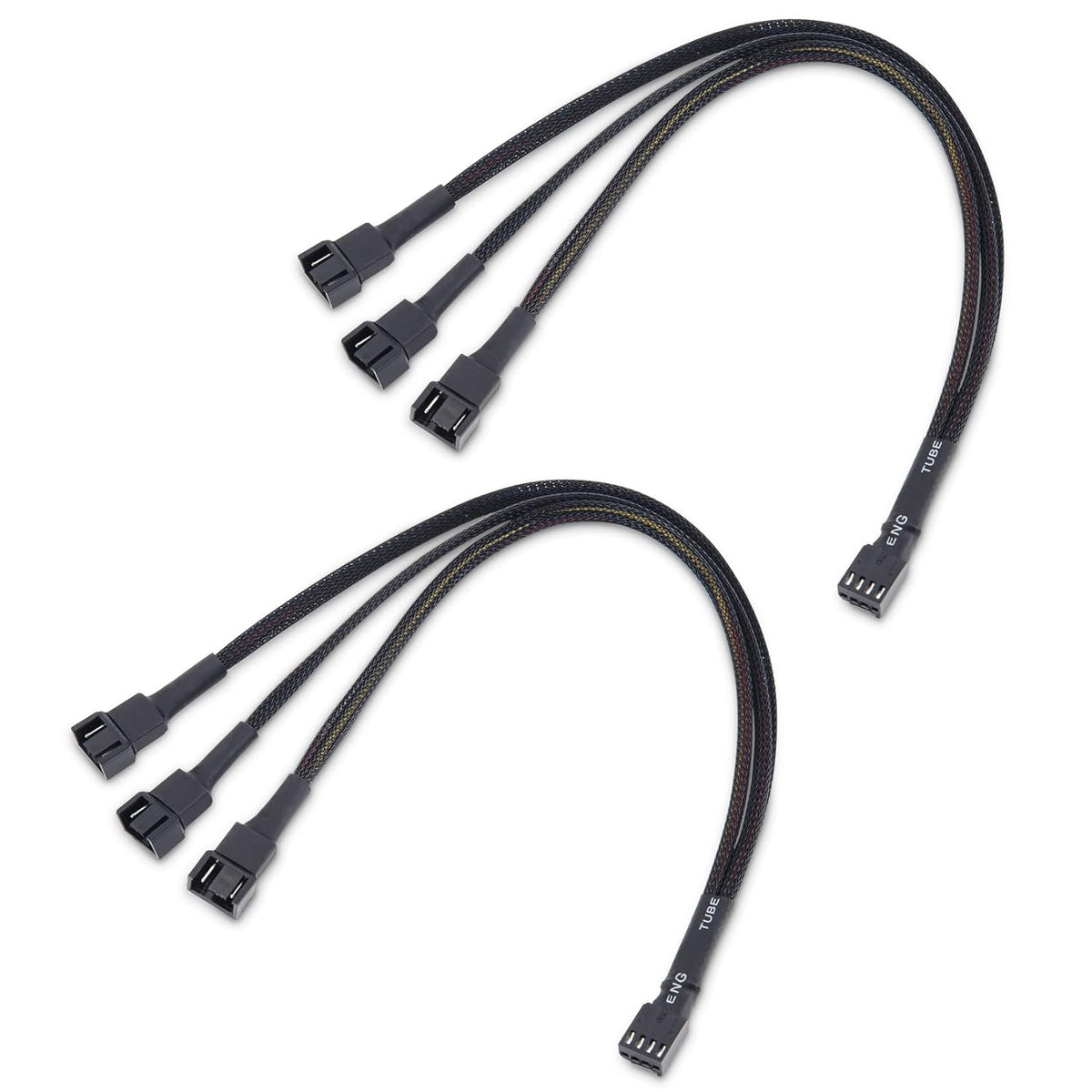 2-Pack 3 Way 4 Pin PWM Fan Splitter Cable - 12 Inches / 30cm, 1x PWM-Controlled with 2 Follower, PC Fan Splitter 1 to 3 Converter