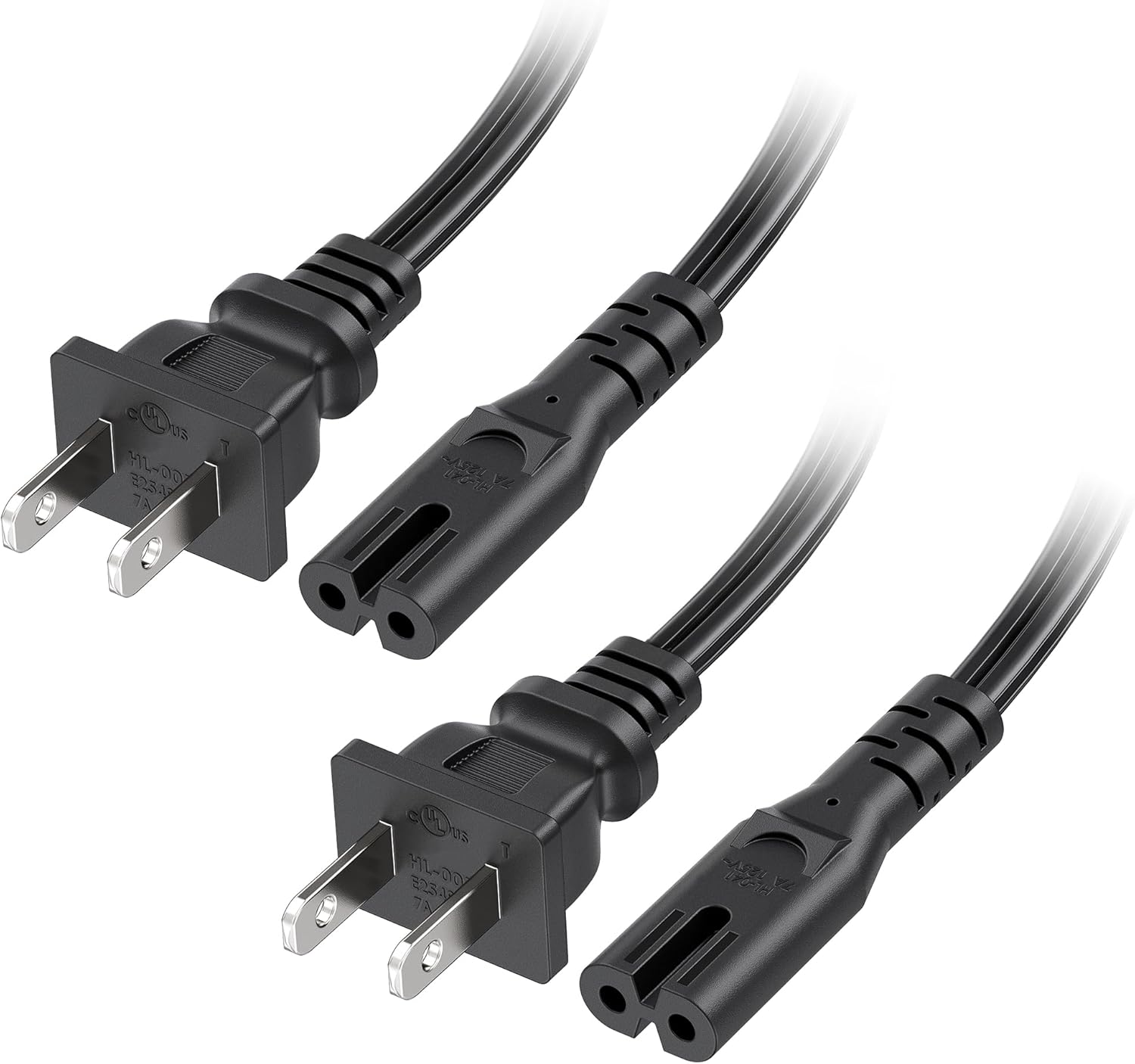 [UL Listed]  2-Pack 2 Prong TV Power Cord - 10ft, AC Power Cord, Non Polarized (NEMA 1-15P to IEC C7), Compatible with Samsung LG Sony Insignia TCL Sharp Toshiba Hisense TV PS4 PS5