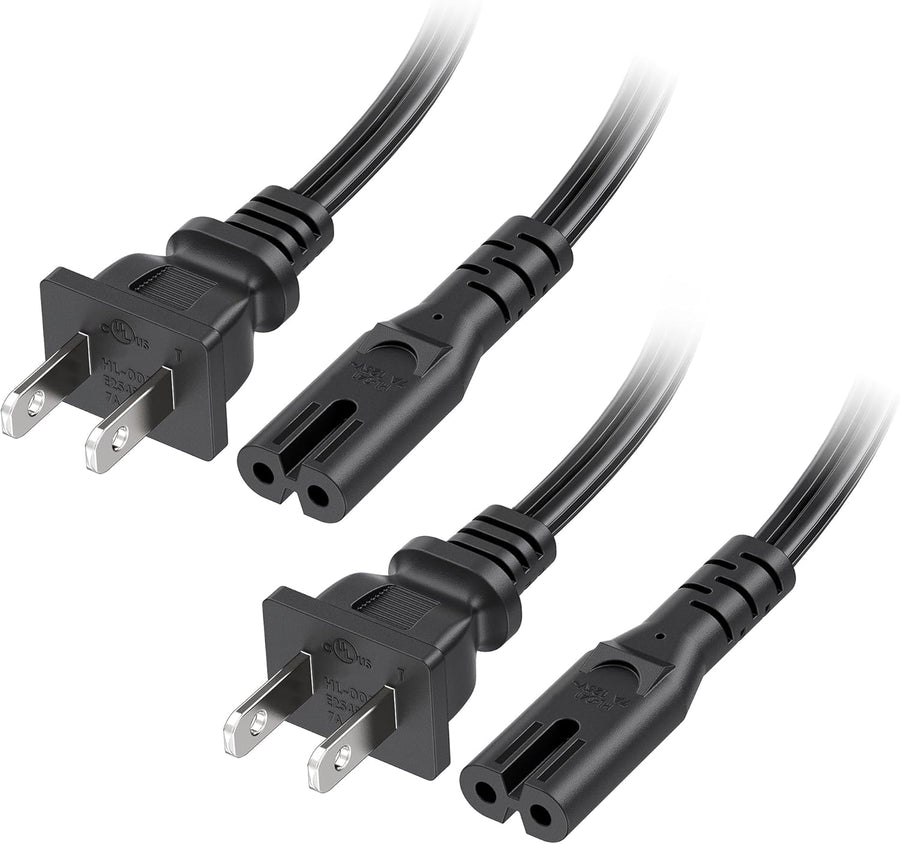 [UL Listed]  2-Pack 2 Prong TV Power Cord - 10ft, AC Power Cord, Non Polarized (NEMA 1-15P to IEC C7), Compatible with Samsung LG Sony Insignia TCL Sharp Toshiba Hisense TV PS4 PS5