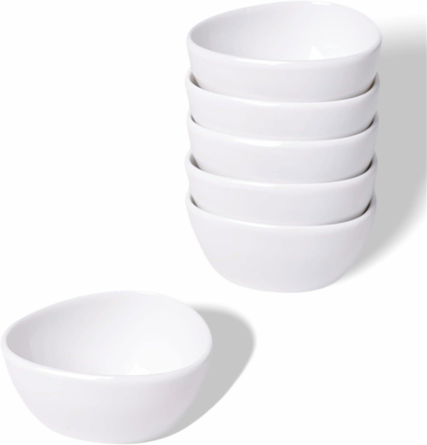 Mini Ceramic Ramekins Souffle Dishes 1.5 OZ, Small Dipping Bowls, Sauce Dip Bowls for Kitchen Serving Sauce Condiments, Oven & Microwave Safe, Set of 6, White