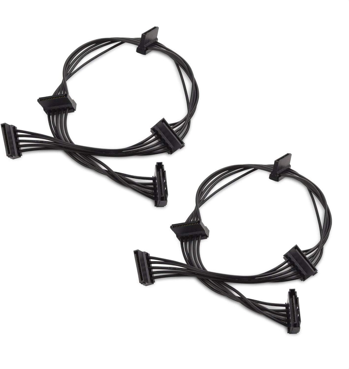 2-Pack 15 Pin SATA to 4 SATA Power Splitter Cable - 18 Inches