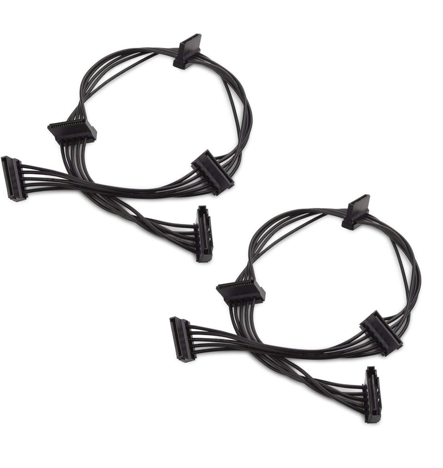 2-Pack 15 Pin SATA to 4 SATA Power Splitter Cable - 18 Inches