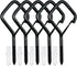 5 PCS Black Eye Screw Hooks, 4 Inch Ceiling Hooks for Hanging Heavy Duty Items with Safety Buckle – Metal Eye Bolt Hooks for Hanging Plants, Wind Chimes, Bird Feeders, String Lights, and More