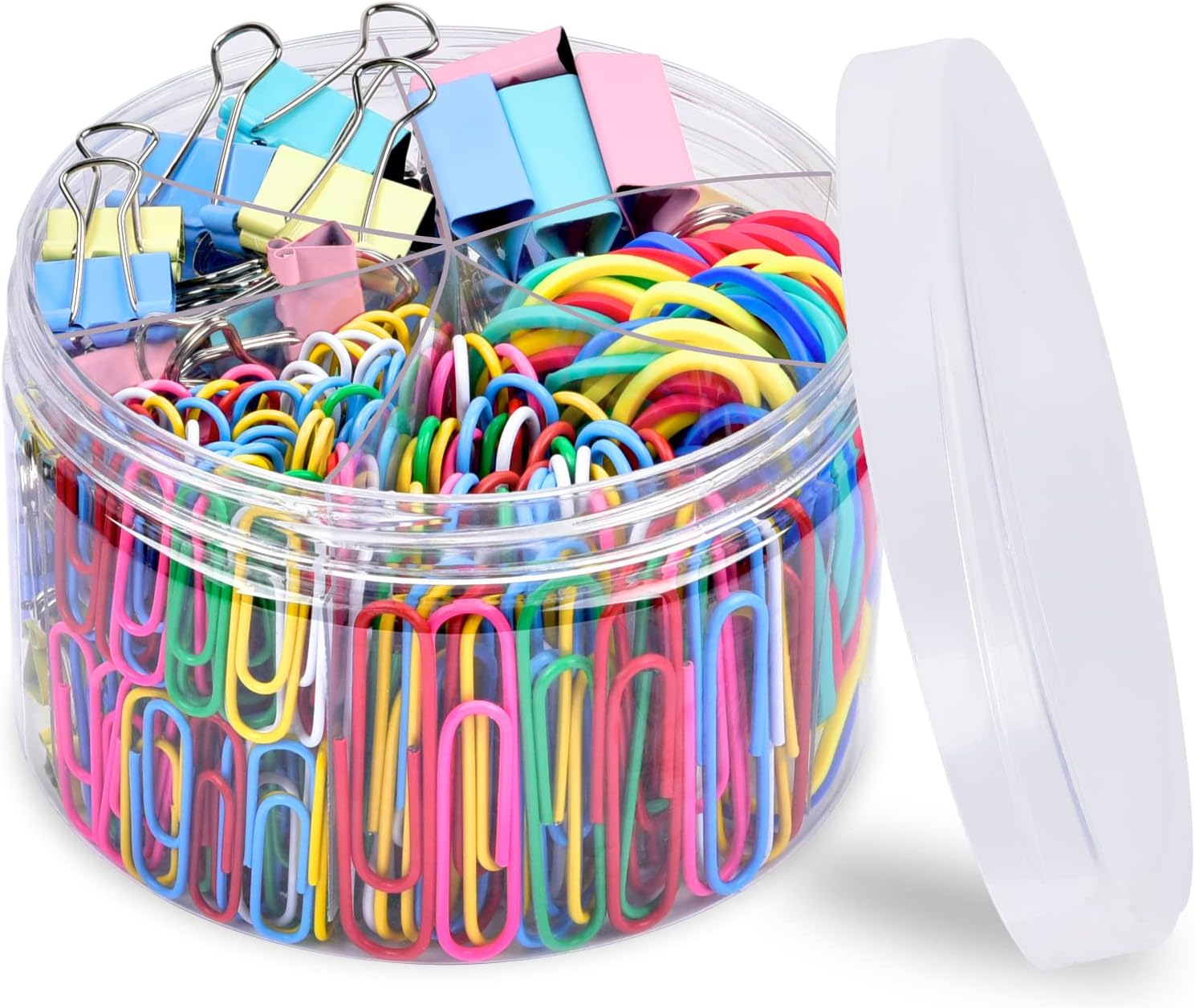 Paper Clips,  300pcs Paperclips Binder Clips Assorted Sizes (S/M/L) and Rubber Bands, Colored Office Supplies Set College School Supplies