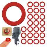 25 Pcs 90430-08020 90430-08003 Outboard Lower Unit Oil Drain Gaskets Compatible with Yamaha 4 Stroke Outboard Motors Gear Case Seals, Lower Gear Case Oil Drain Gasket, Hard Fiberboard Gaskets, Red