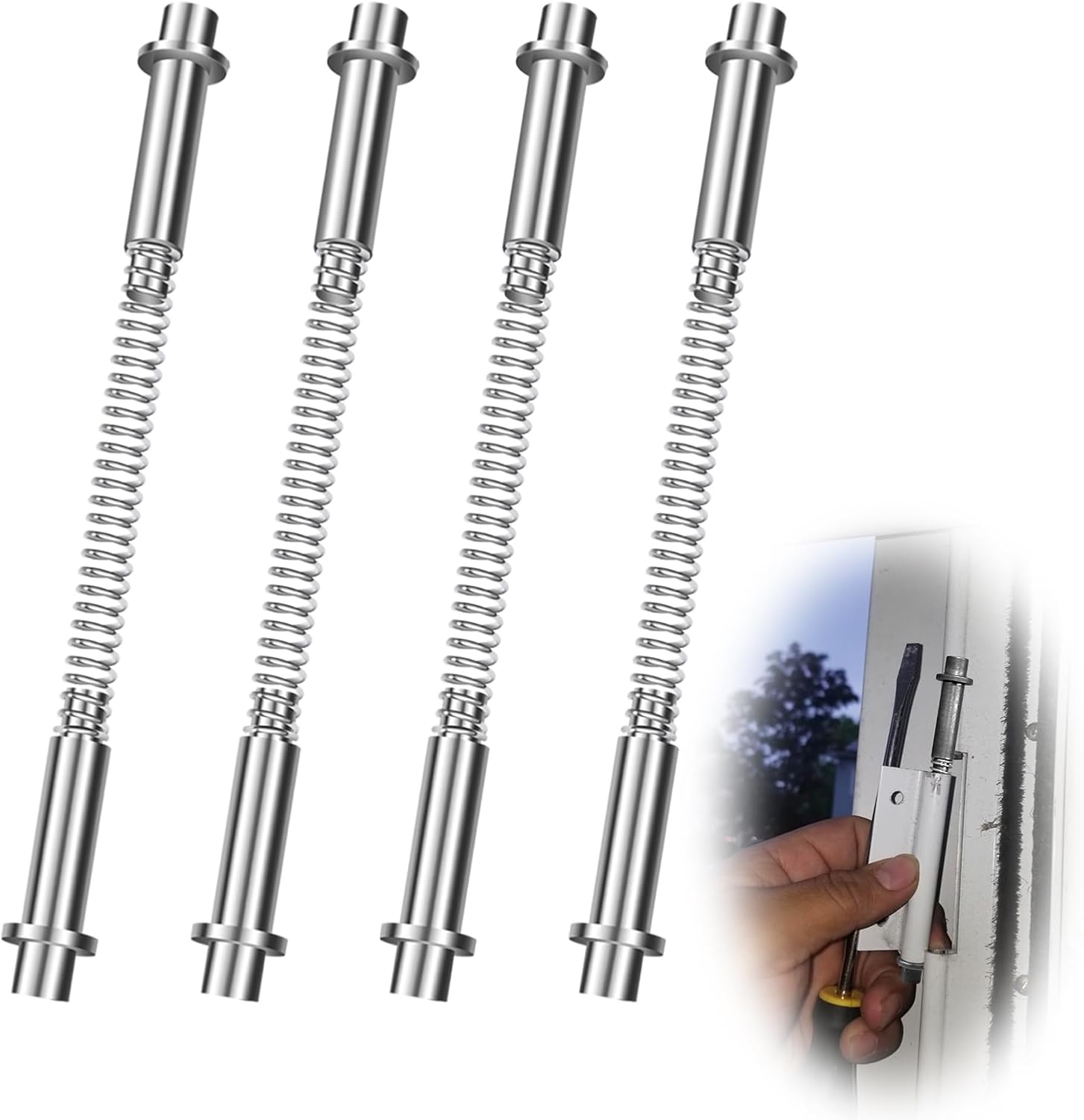 4 Sets K 5131 Steel & Iron Storm Door Hinge Pin Kit, 8 Pcs Mental Hinge Pins, 8 Pcs Bushing Caps, 4 Pc Steel Springs, Screen & Storm Door Hing Pin Set Fit for Croft Storm Doors & Other Storm Door