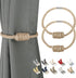 Magnetic Jute Curtain Tiebacks, Decorative Drapery Holdbacks Bohemian Style Woven Tie-Backs with Exquisite Knot (Jute, 2 Pack)
