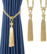 Curtain Tiebacks Hand-Woven Holdbacks Home Decorative Tassels Tiebacks (Gold, 2 Pack)