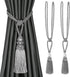 2 Pack Curtain Hand-Woven Tiebacks Crystal Holdbacks Home Decorative (Silver, 2 Pack)