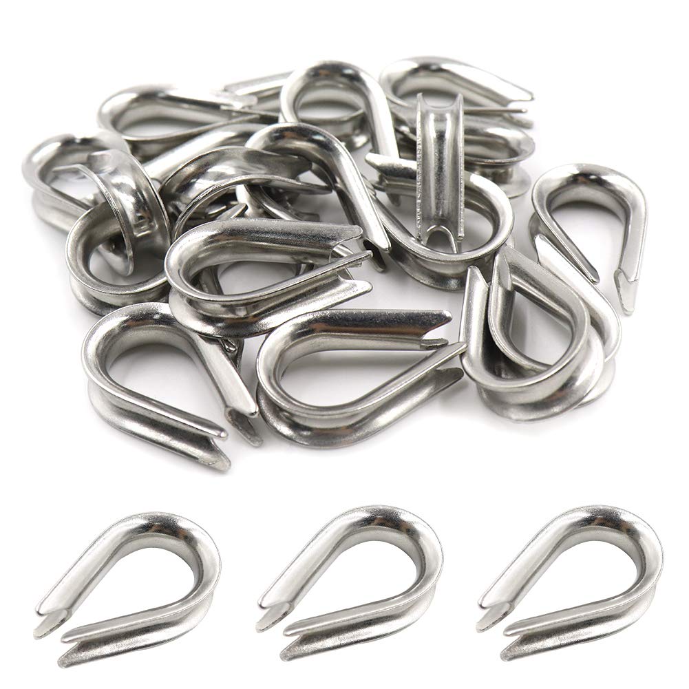 M5 Stainless Steel Thimble for 5/32" - 3/16" Dia Wire Rope Cable Thimbles Rigging-20pcs