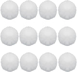 12 Pack Small Faux Fur Pom Pom Balls, 2.75 inch Fluffy Pompom Ball Elastic Loop Accessories, White Pompoms for Hats/Shoes/Scarves/Gloves/Bags