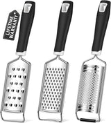 Cheese Grater,  3 Packs Stainless Steel Lemon Zester Grater with Silicone Handle for Cheese, Chocolate, Spices, and More