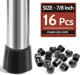 Chair Leg Caps,  Non-Slip Rubber Leg Tips 7/8'' Inner Diameter Chair Leg Floor Protectors Covers Round Black, 16 Pack