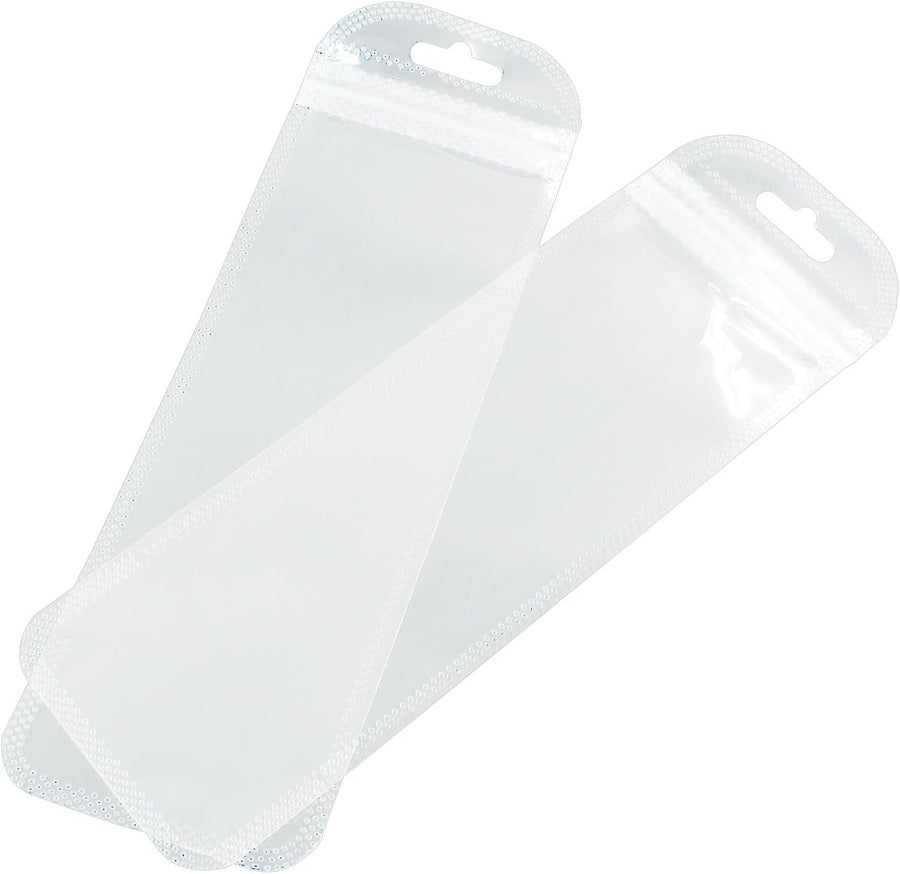100 Reusable Clear Self Sealing Bags, Zipper Closure, Transparent, Plastic, Square, Waterproof, 7.28 x 2.36 Inches, Ideal for Packaging Pen, Jewelry, Cosmetic, Food, Gift