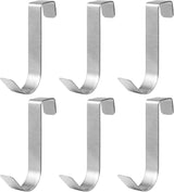 6 Pack Over The Cabinet Door Hooks Silver Towel Hook Over Bathroom Frameless Glass Door Office Kitchen Towel Coat J Hooks for Hanging